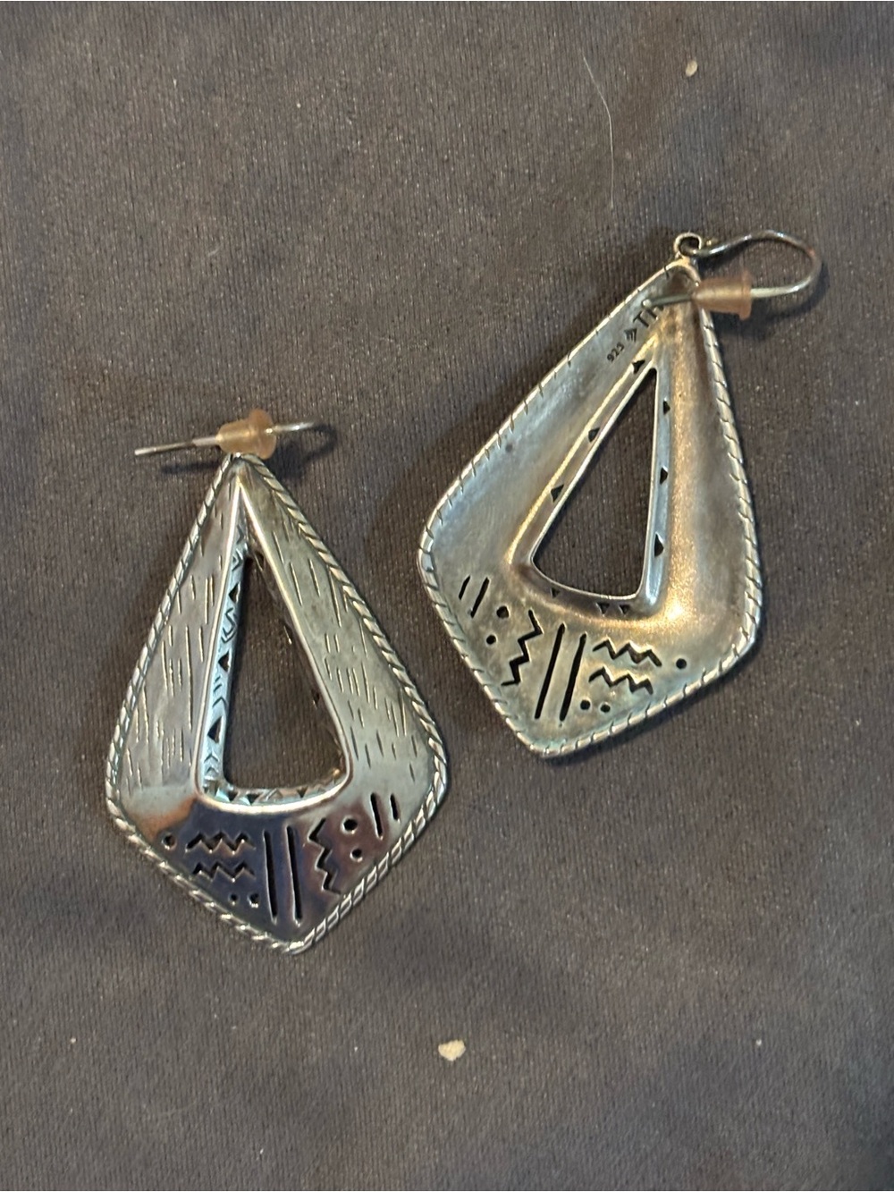 Sterling Silver Geometric Cutout Dangle Earrings